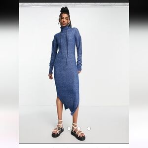 NATIVE YOUTH Long Sleeve Blue Knit Dress